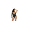 Bodystring Bibi grande taille en wetlook noir avec armatures, bretelles réglables 